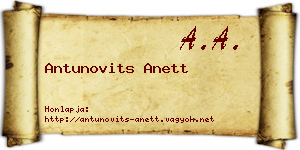 Antunovits Anett névjegykártya