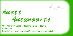 anett antunovits business card